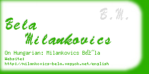 bela milankovics business card